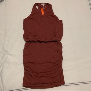 NWT Sundry Ruched Dress Size XL Deep Rust